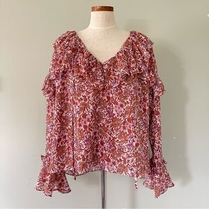 J.Crew Ruffle Crinkle Chiffon Top size Large New